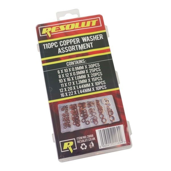 Resolut 110PC Copper Washer Assortment Box 2888