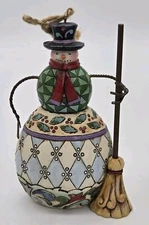 Jim Shore Hanging Ornament Snowman Top Hat & Broom 6002736 Box Heartwood Creek