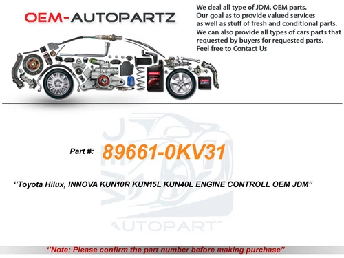 Toyota Hilux, INNOVA KUN10R KUN15L KUN40L 89661-0KV31 ENGINE CONTROLL OEM JDM - Picture 1 of 9