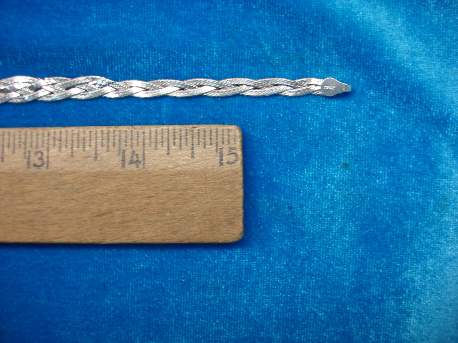 BRAIDED HERRINGBONE STERLING SILVER CHAIN 16" NICE … Gem