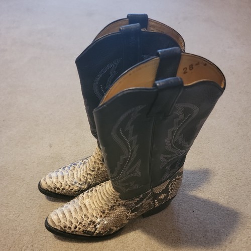 African Boots Co. Leather Snakeskin Cowboy Boots Size 9 D Round Toe Walking Heel