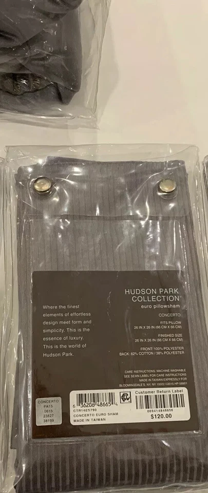 Juego de 2 piezas de almohada acolchada Euro Hudson Park gris concierto (1) euro y (1) - nuevo Foto 3 de 4