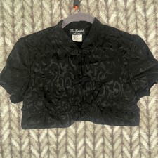 Womens Small Black Evening Gown Bolero Jacket Be Smart Short Sleeve Toggle Close