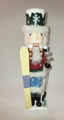 Hanse Design 14'' Wood Nutcracker Skier w/ Red & Blue Clothes Christmas Décor #8