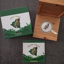 COFFRET 100 CORDOBAS ARGENT 2018 OCELOT NICARAGUA 5000 Ex. / 1 OZ 999 SILVER