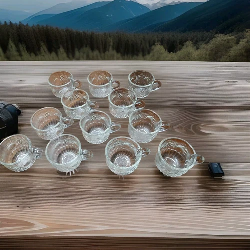 Set of 12 Vintage JEANETTE GLASS 2 ¼” Fruit Clear Punch Cups