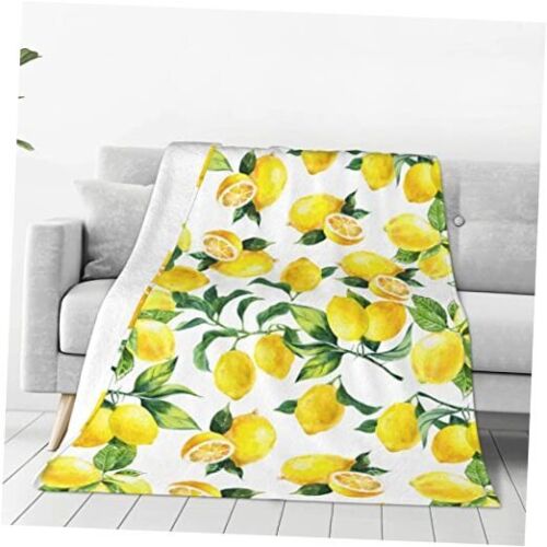 Fuzzy Throw Blanket 350 GSM Fleece Ultra-Soft Microfiber Blanket 60"x50" Lemon