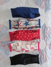 5 Handmade Face Masks-Flamingo/Patriotic Stars/Red-Wht Polka Dots/Black/Navy-New