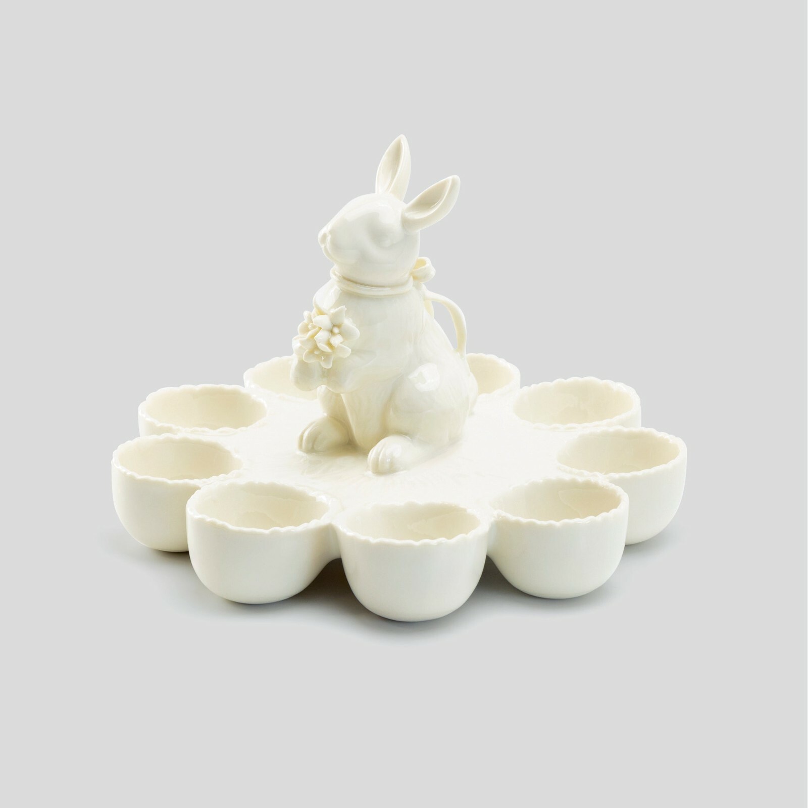 Grace Teaware Bunny Figurine Fine Porcelain Egg Holder