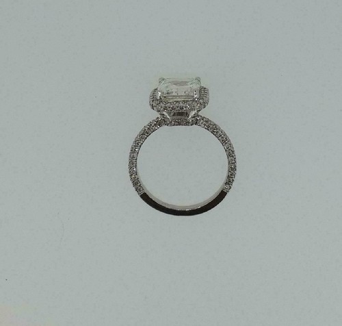 Halo Engagement Ring 3Ct Radiant Cut Diamond 14k White Gold Simulated Size 6.5 - Bild 3 von 3