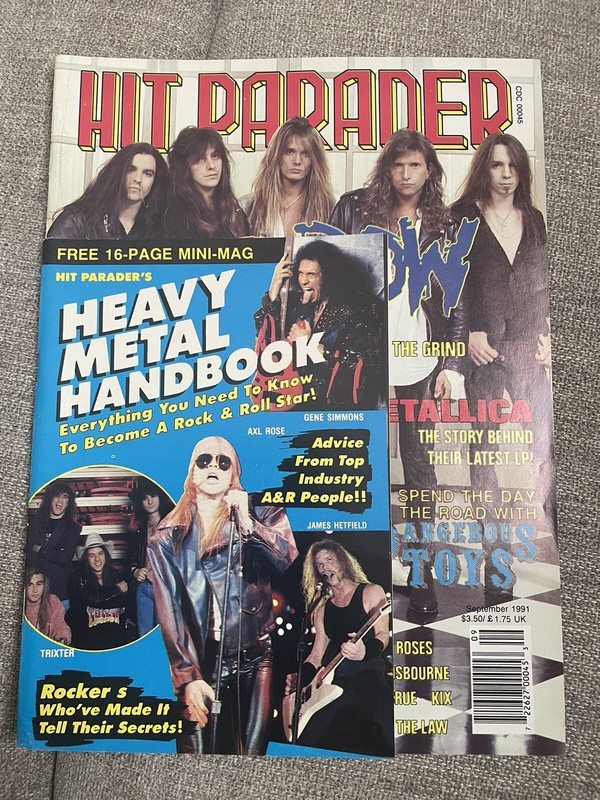 HIT PARADER Sept. 1991 SKID ROW Cover TRIXTER Poster Metallica Mötley Crüe KISS￼