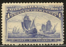 U.S. #233a RARE MInt w/ Cert - 1893 4c Columbian, BLUE ERROR