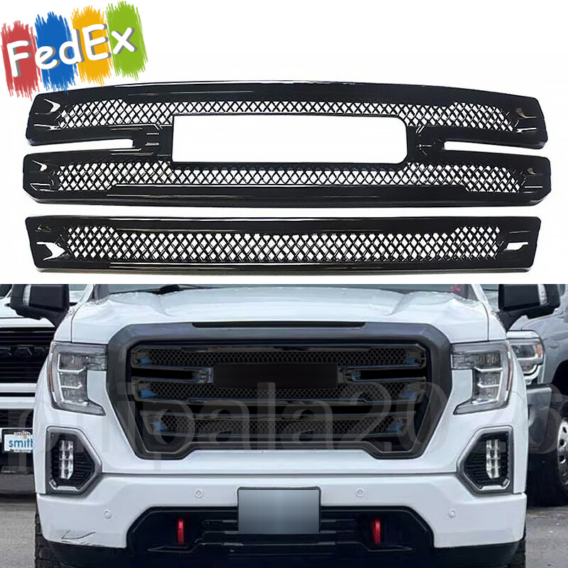 Gloss Black Front Bumper Grille Cover Insert for 2019-2021 GMC Sierra 1500