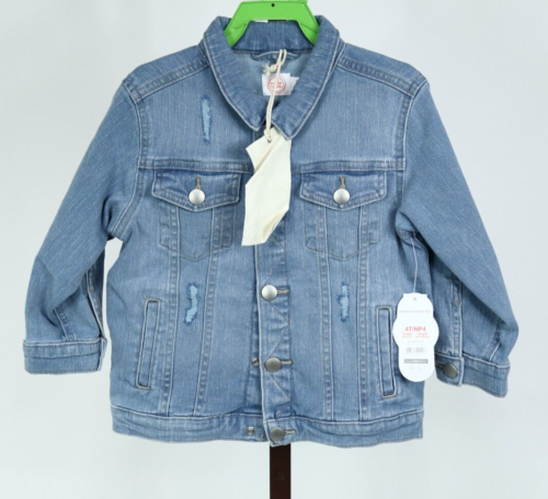 Toddler Girl Blue Denim Snap Front Long Sleeve Denim Jacket Size 4T NEW