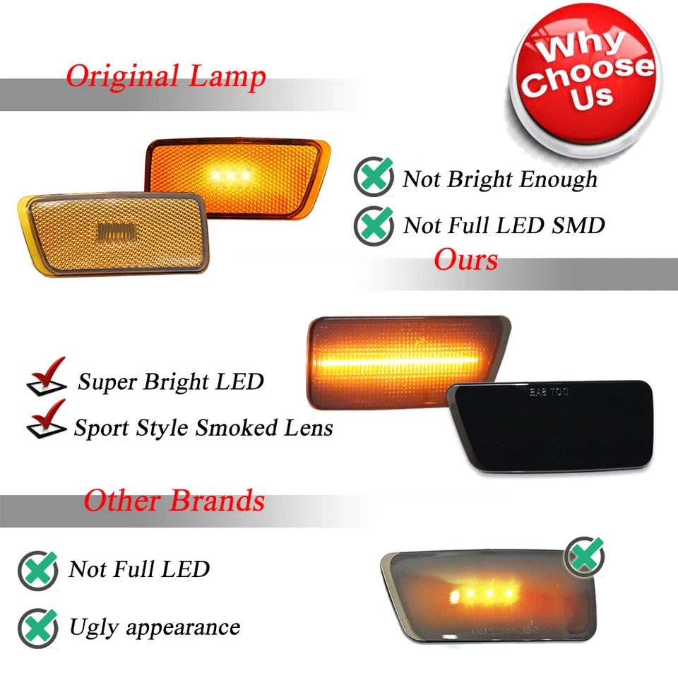 Luces indicadoras LED ámbar ahumado delanteras laterales para Ford Bronco Sport 21-24 Foto 2 de 4