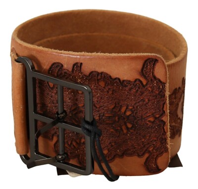 Scervino Street Brown Genuine Leather Black Logo Buckle Belt Ermanno Scervino Braided Leather Belt with Metal Buckle  main image 4