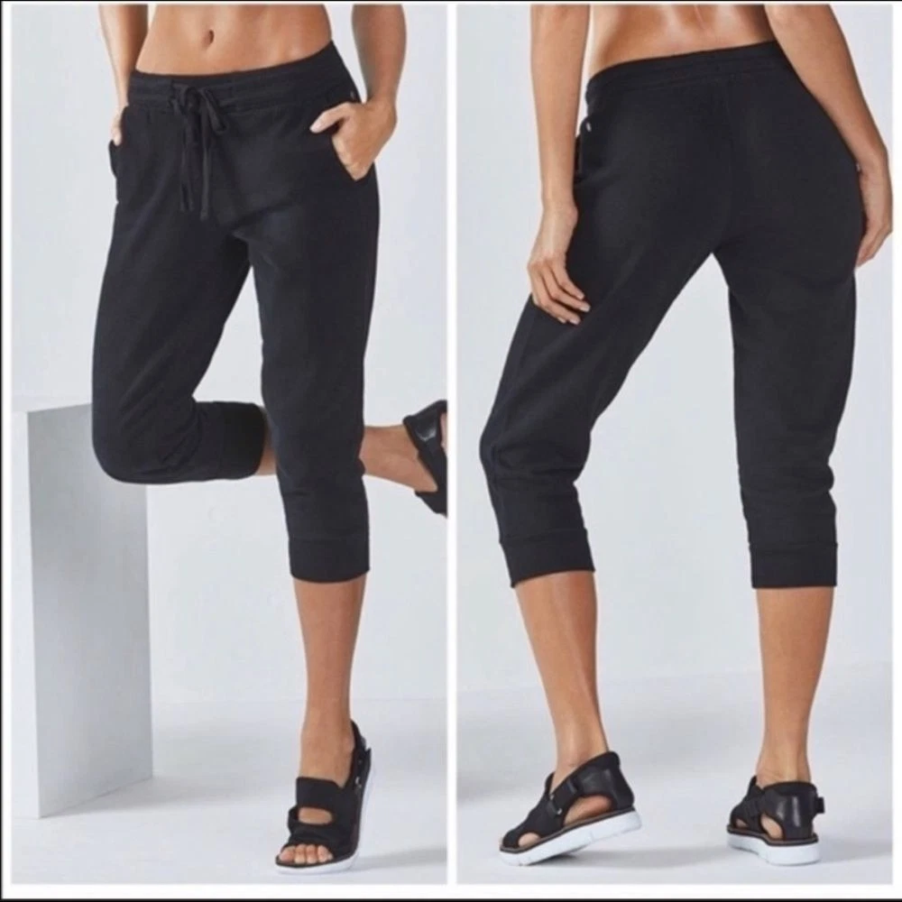 Yogalicious Lux black drawstring waist cropped joggers