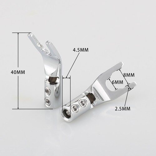 Vergoldet Versilbert Rhodiniert Y Gabel Lautsprecher Spaten/Amp Kabel Stecker - Picture 10 of 16