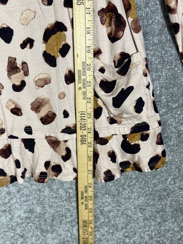 LOGO Lori Goldstein Animal Print Top Womens Size XS Long Sleeve Pockets Ruffle - Picture 14 of 14