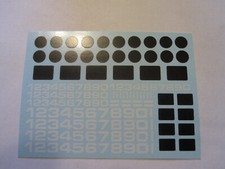 Decal sheet with White Numbers 1/64 scale AFX Tyco Lifelike Autoworld