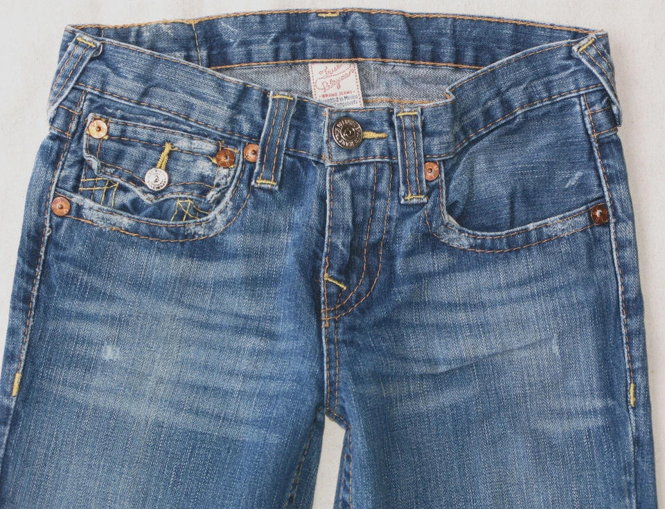 Pantalones de mezclilla True Religion Joey para niñas pequeñas talla 12 corte boot 100 % algodón desgastados Foto 4 de 4