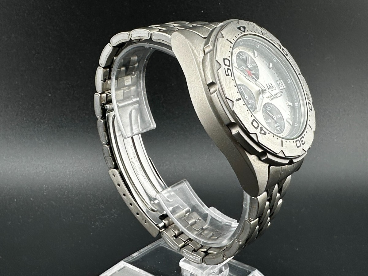 Seiko Men's JAL Chronograph Reverse Panda Dial 43mm Quartz