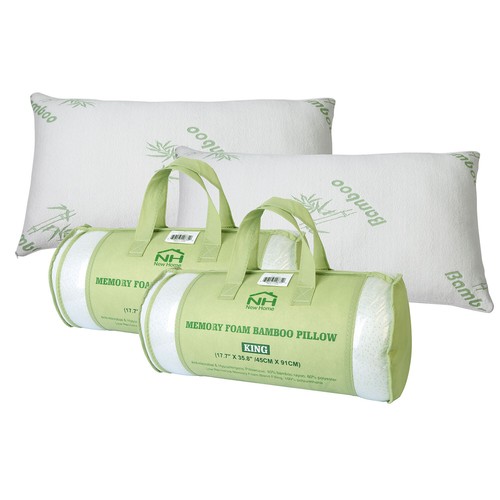 2Pack Bamboo Shredded Memory Foam Bed Pillow Hypoallergenic Soft Cool Queen Size - Picture 10 of 10