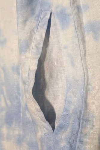 Jack & Jo 100% Linen Shirt Dress Sky Clouds Tie Dye XL Short Sleeve Blue White - Picture 4 of 9