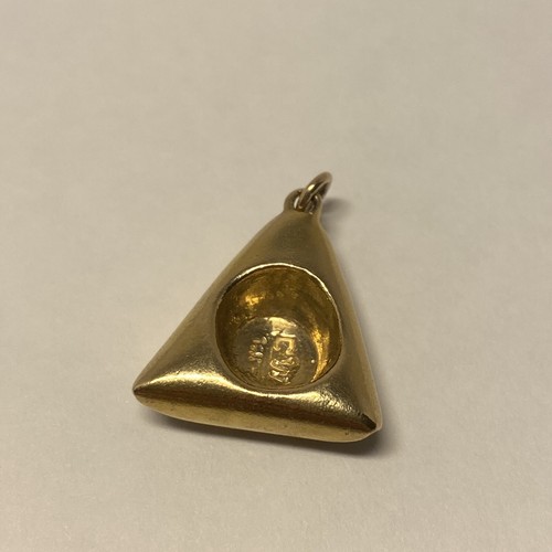 Tricone Hat Pendant, 14K Yellow Gold, Charm, 4.8 Grams, .75" - Picture 3 of 6