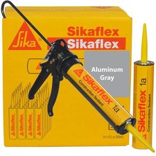 Sikaflex 1A Polyurethane Sealant, 10.1 oz, 24 Pack, Pro Caulk Gun, ALUMINUM GRAY