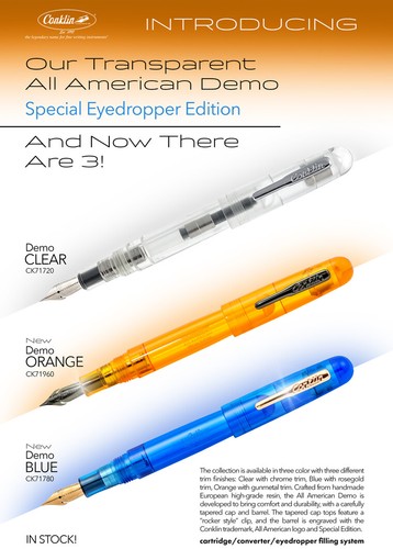 Pluma estilográfica gotero Conklin All American Blue Demo edición especial caja como nueva - Imagen 2 de 10