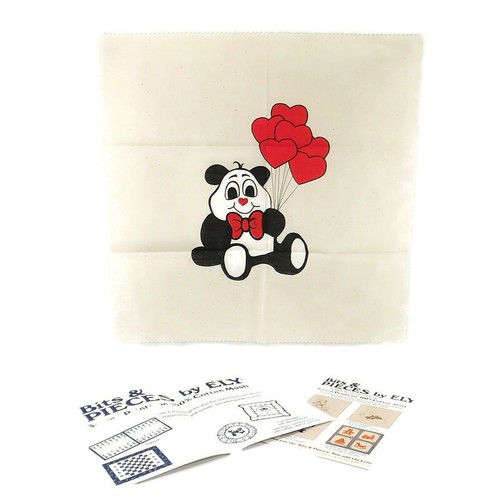 Set of 10 Vintage Panda Bear Screen Print Muslin Bits & Pieces by Ely 15" x 15" - Picture 4 of 7