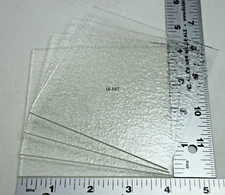 4 - 4"x 4" CLEAR BULLSEYE 3mm THICK GLASS SQUARE TILE 90 COE TESTED COMPATIBLE