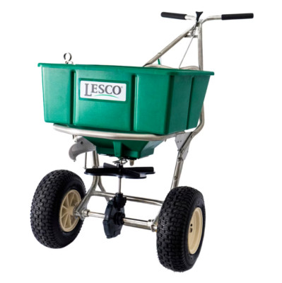 LESCO 101186 High Wheel Push Spreader with Manual Deflector and Cover