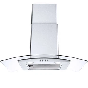 Range Hood 30 Inch Tieasy Wall Mount Kitchen Hood w/ Ducted Ductless Duct Glass