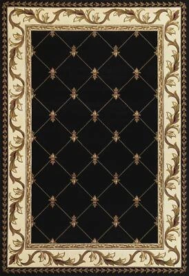 HOMEROOTS 2' X 3' Black Machine Woven Hand Carved Fleur De Lis Indoor Accent Rug
