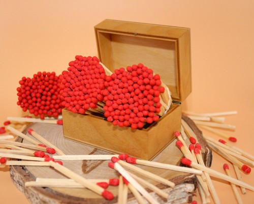 500pcs red tipped party wedding candle jar crafts matches. Natural wood 1,95" - Picture 4 of 10