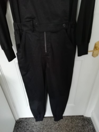 Reiss 10 12 Black Collared Ellis Jumpsuit Stretch Pockets Belt Loops Utility - Picture 4 of 12