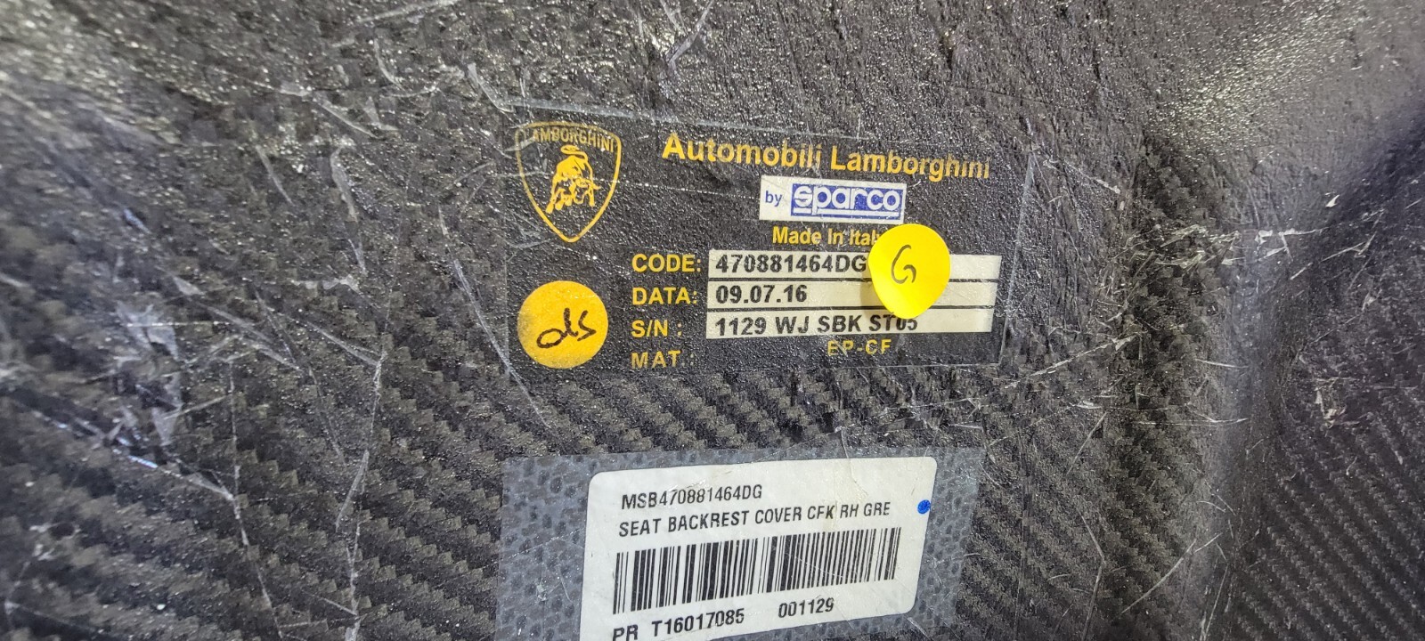 LAMBORGHINI AVENTADOR CARBON FIBER SEAT COVERS SEAT BACK COVERS OEM LEFT & RIGHT