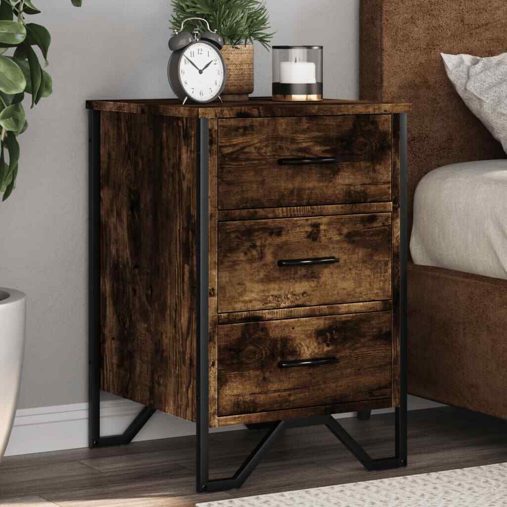 vidaXL Bedside Cabinet Smoked Oak 40x41x60 cm Engineered Wood
