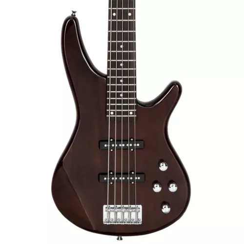 Glarry GIB Electric Bass Guitar Full Size 5 String W/ Case & Accessories - Brown