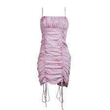 Forever 21 Womens Sleeveless Pink Ruched Bodycon Mini Dress Size S NWOT