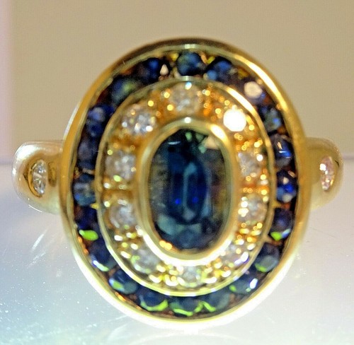 gold ring 18 cts with sapphires and diamonds - Picture 5 of 12