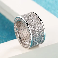 Ultimate Bling Wide Pave CZ Eternity Band | Platinum Plated Statement Ring