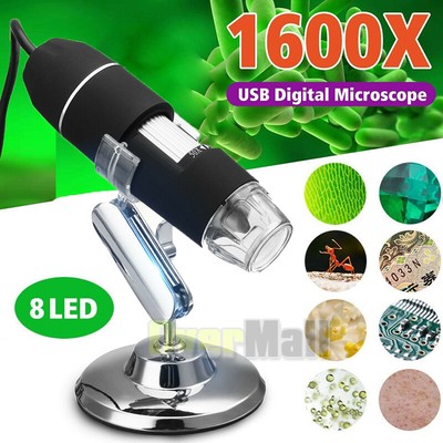 1000X/1600X 8 LED USB Zoom Digital Microscope Hand Held Biological Endoscope Hot