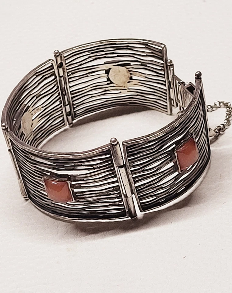 Pulsera ancha de piedra rosa firmada por Silapada 925 7,5" Foto 2 de 4