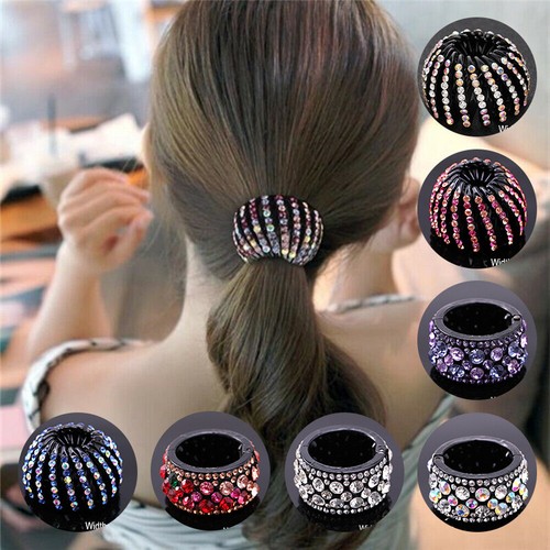 Prendas para la cabeza con pinza de pelo con estrás de cristal redondo para mujer - Imagen 3 de 15