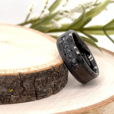 Black Diamond Beveled Edges Band 8mm Black Tungsten Carbide Christmas Gifts Ring