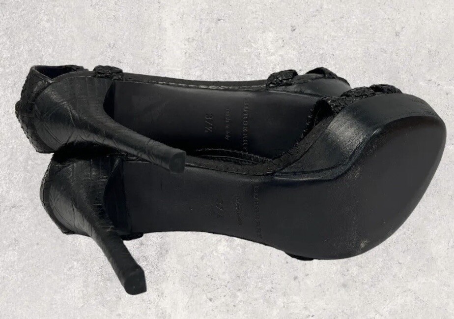 Burberry Snakeskin Python Black Leather Platform … - image 5