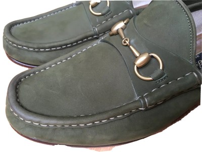 green and gold loafers